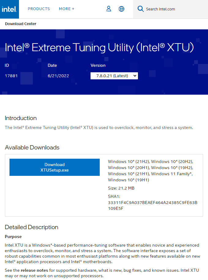 英特尔更新7.8.0.21版XTU工具 为Windows 11 22H2带来超频支持