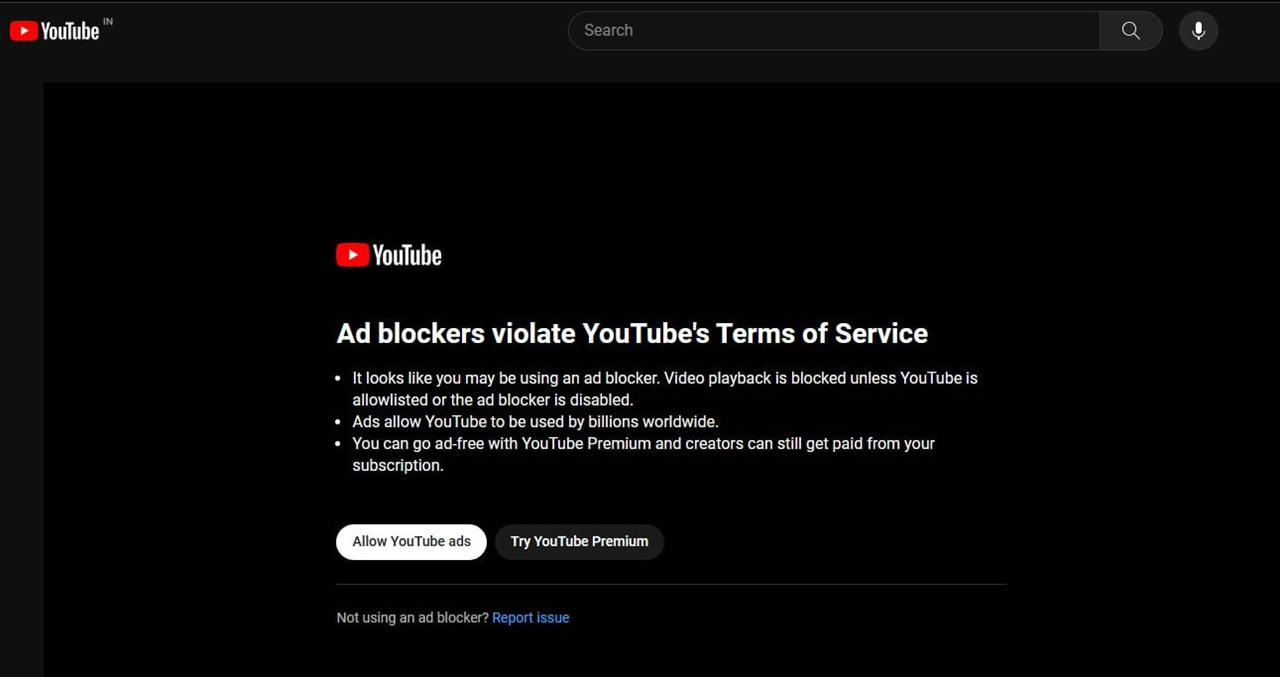 YouTube检测到Microsoft Edge开启严格模式后会阻止用户观看视频